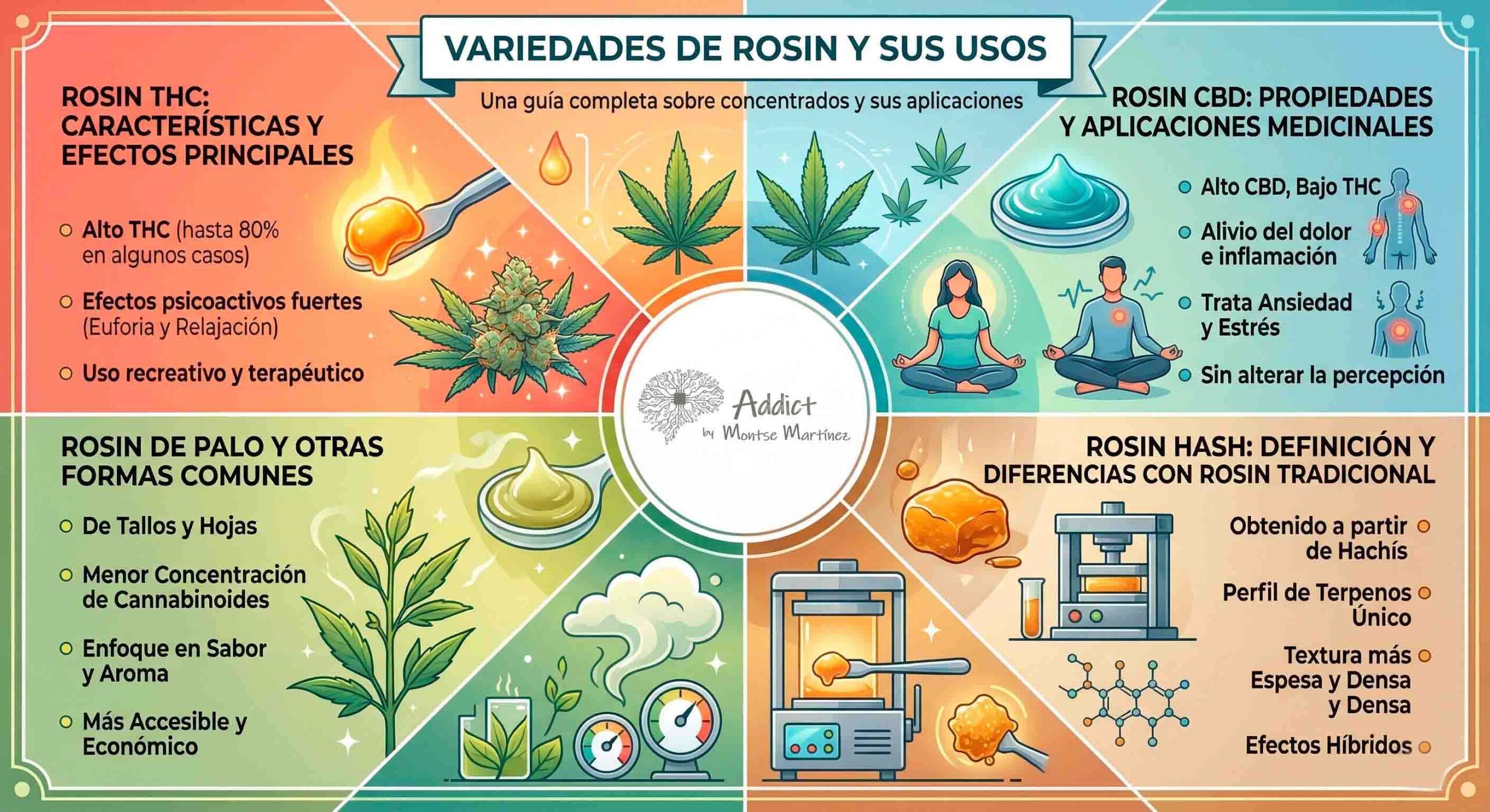 infografia de Addict Badalona sobre las variedades de rosin y sus usos | rosin