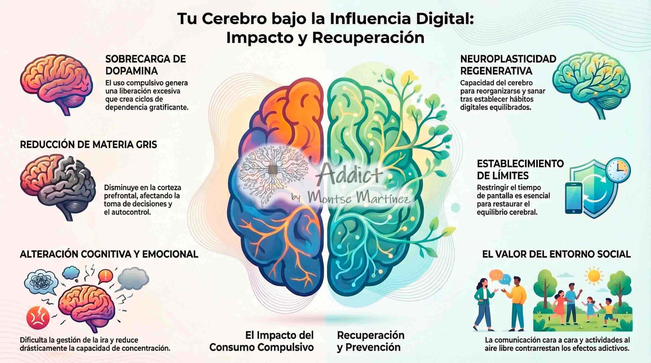 infografia de Addict Badalona sobre el cerebro y la adiccion a las tecnologias