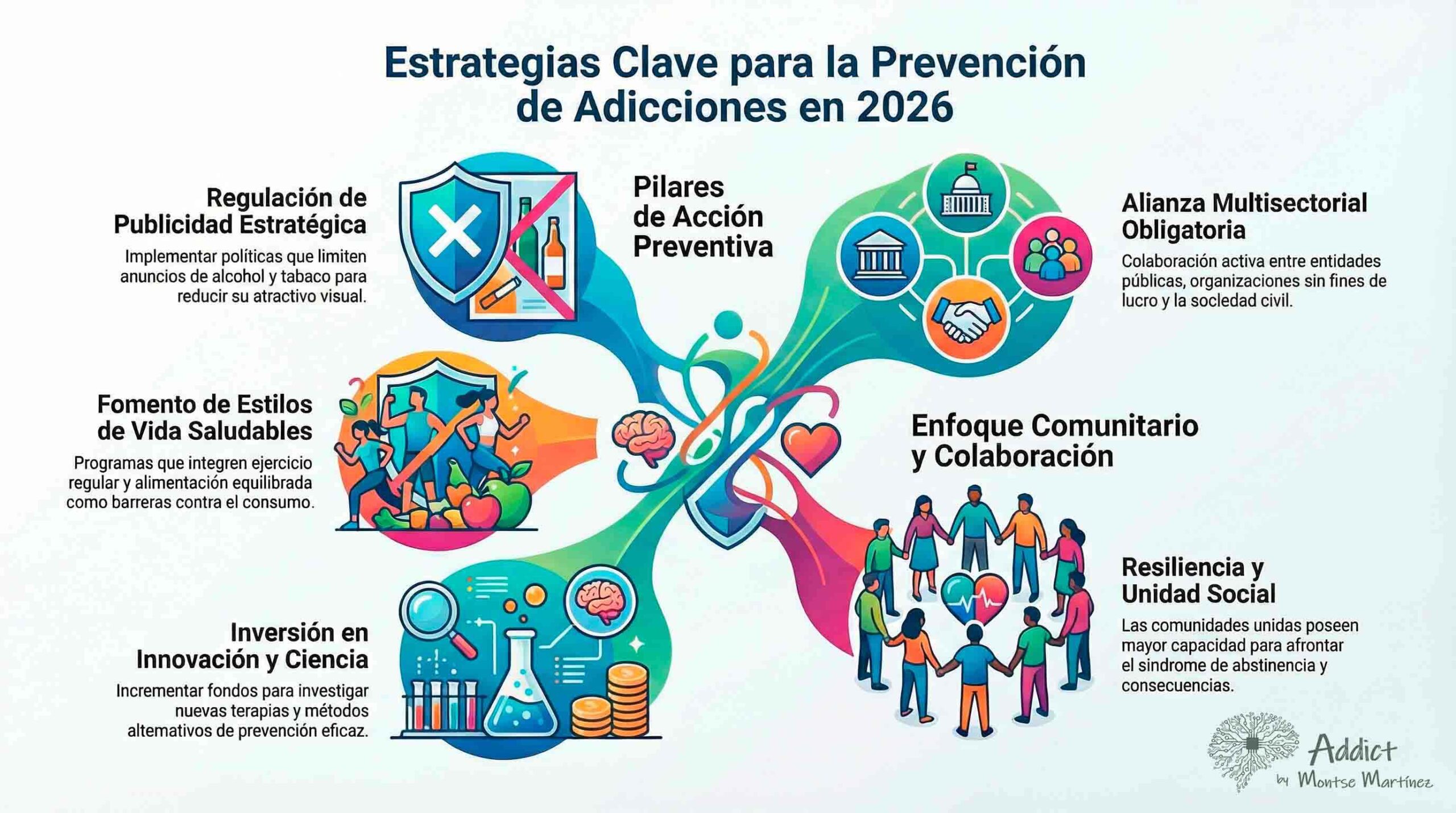 infografia de addict badalona sobre estrategias para reducir incidencia de adicciones en 2026 | sindrome de abstitencia